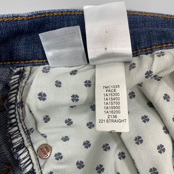 Lucky Brand 221 Jeans 34x30 Straight Leg Comfort Dark Blue Denim Mens - Picture 6 of 9